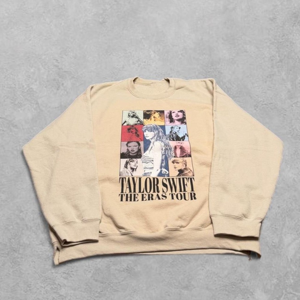 Taylor Swift The Eras Tour Concert Merch Sweatshirt Tan Cream Women XL
